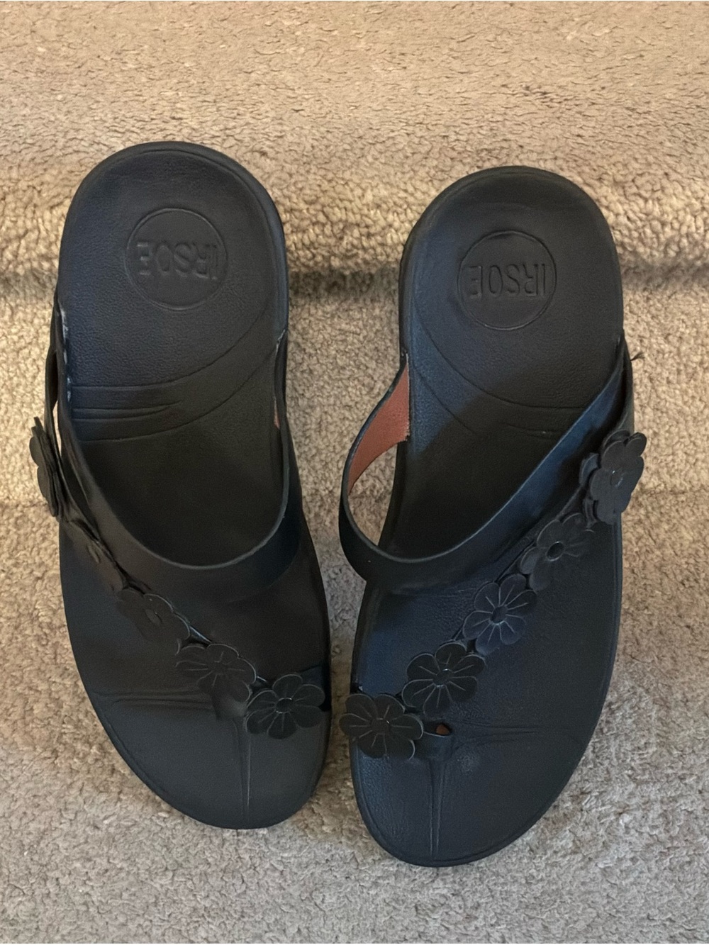 Women’s Black Floral Slip-On Sandals